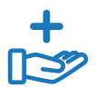 Icon of a open hand with plus sign above it